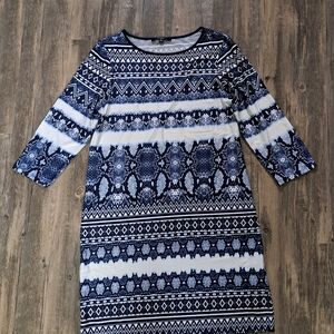 Blue and White Patterned Dress
